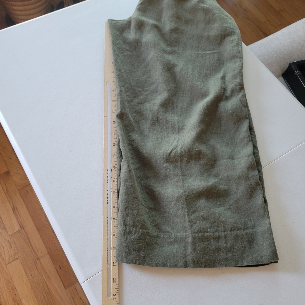 Banana Republic Wide Leg Crop Pants Small Avocado Green Coastal Resort Travel - Picture 8 of 11